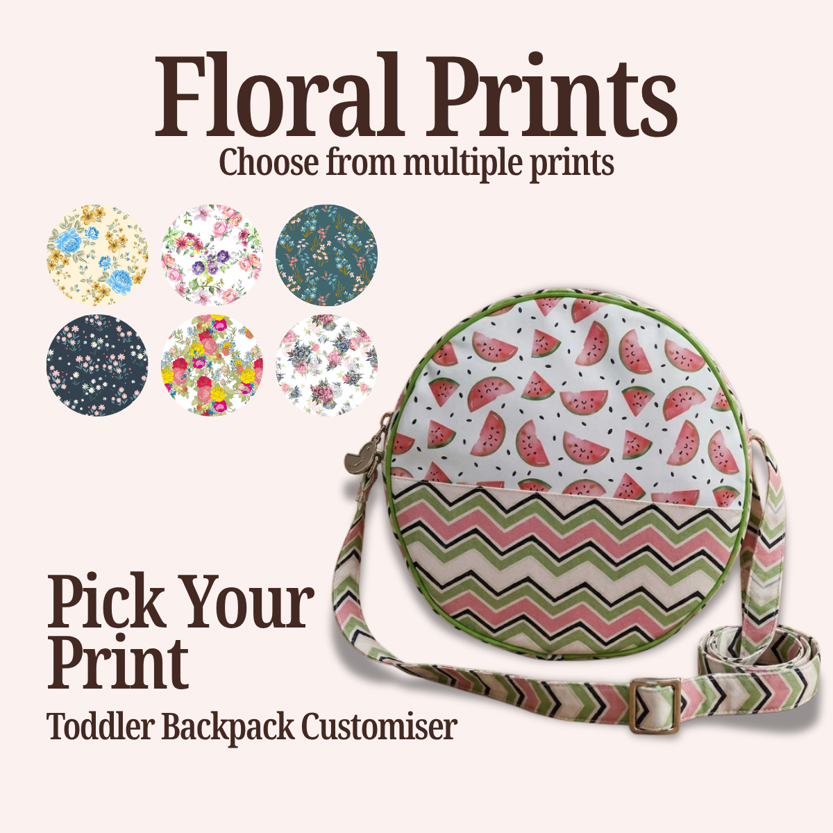 FLORAL PRINT Toddler Backpack  CUSTOMISER