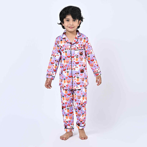 Fruits & Dog Printed Kids Night Suit
