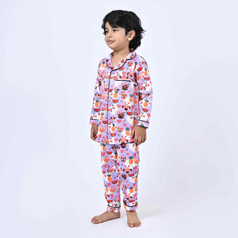 Fruits & Dog Printed Kids Night Suit