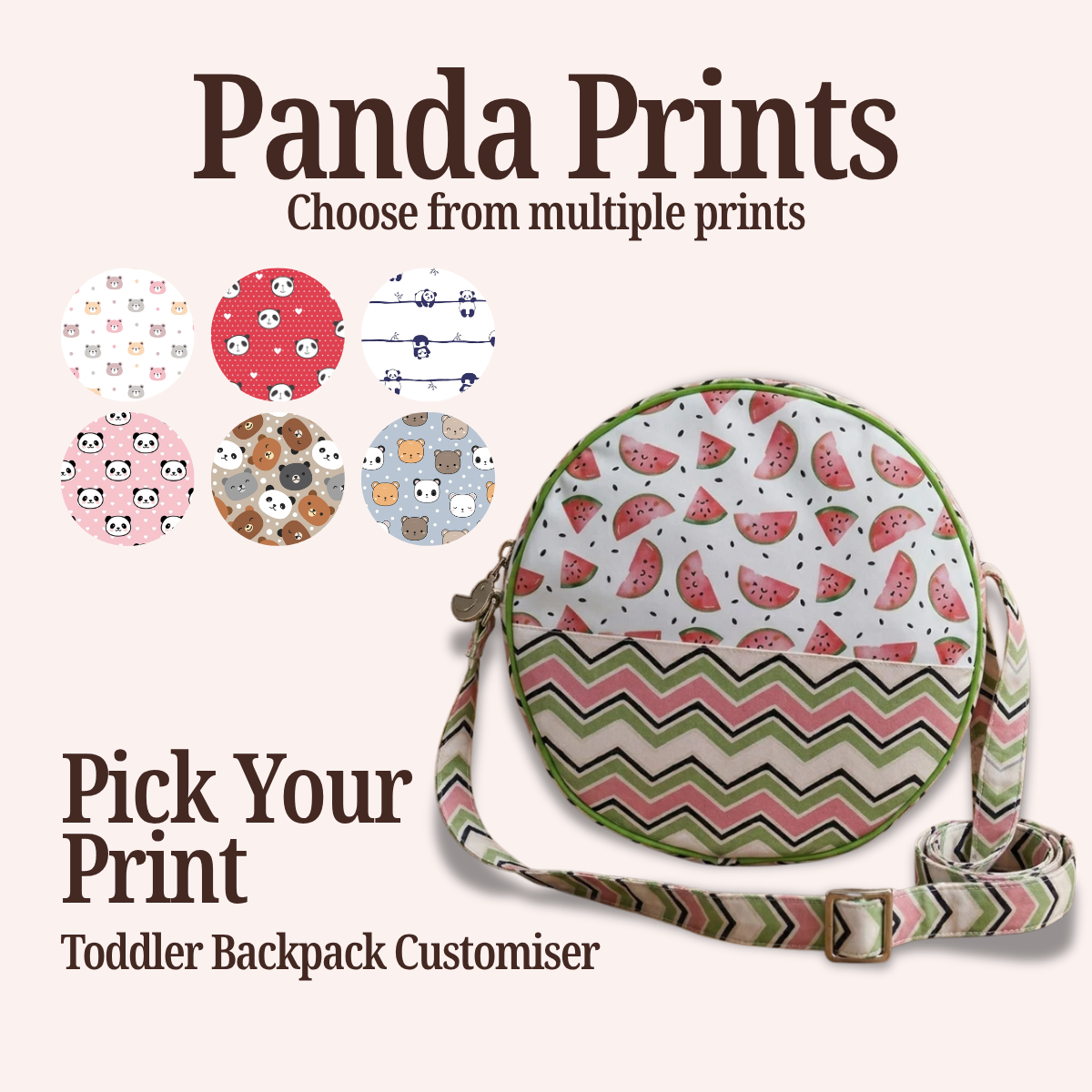 PANDA PRINT TODDLER BACKPACK CUSTOMISER