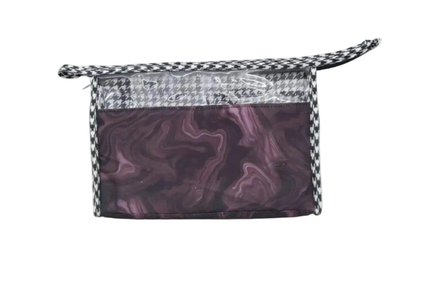 PLUM MARBLE PRINT TRAVEL MAKEUP POUCH SET