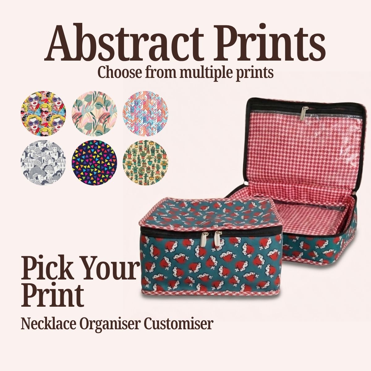 ABSTRACT PRINT NECKLACE ORGANIZER CUSTOMISER