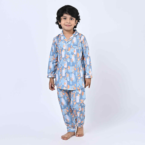 Abstract Printed Kids Night Suit