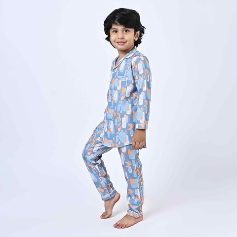 Abstract Printed Kids Night Suit