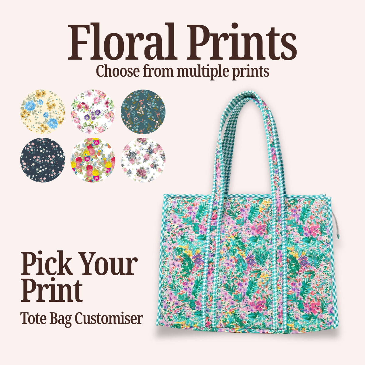 FLORAL PRINT TOTE BAG CUSTOMISER