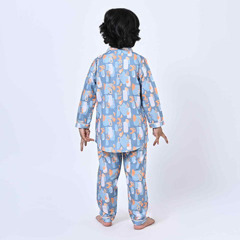Abstract Printed Kids Night Suit