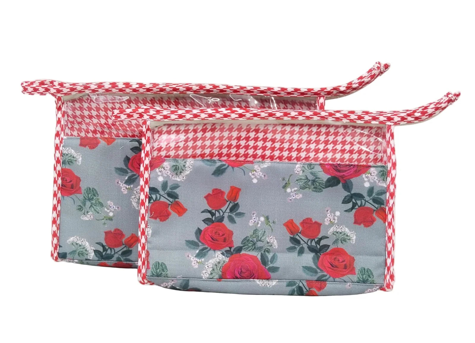 SCARLET ROSE PRINT TRAVEL MAKEUP POUCH SET