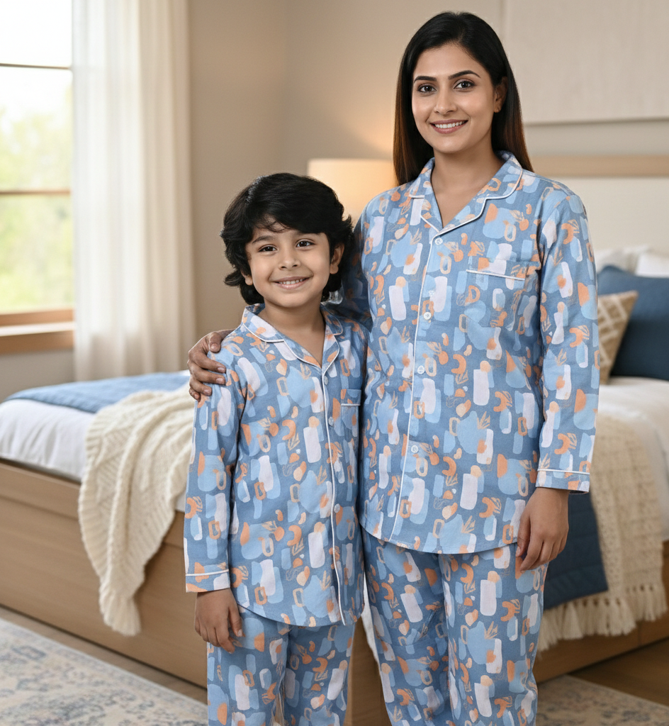 Abstract Printed Kids Night Suit