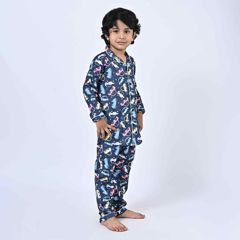 Car Printed Kids Night Suit