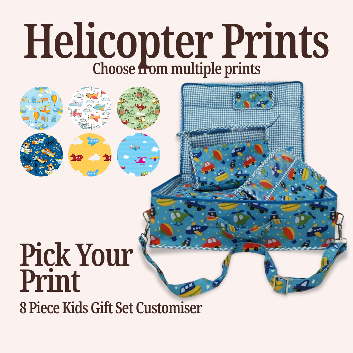 HELICOPTER PRINT 8 PIECE KIDS GIFT CUSTOMISER