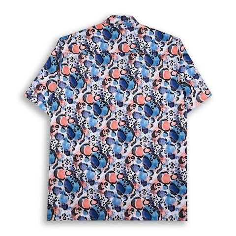 ORANGE AND BLUE ABSTRACT PRINTED SHIRT