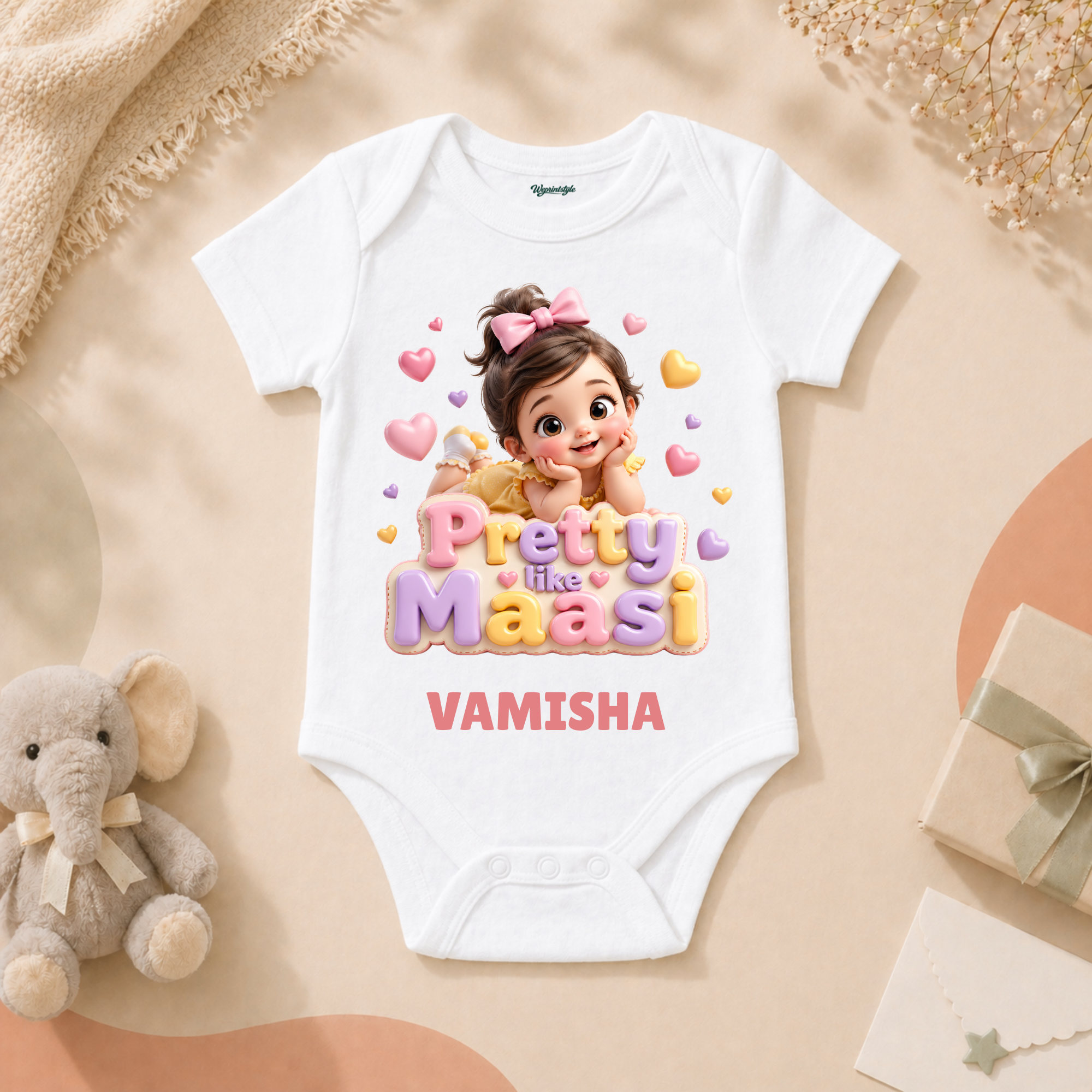 Adorable Baby Girl Outfit Featuring Pretty Like Maasi Message With Cute Hearts