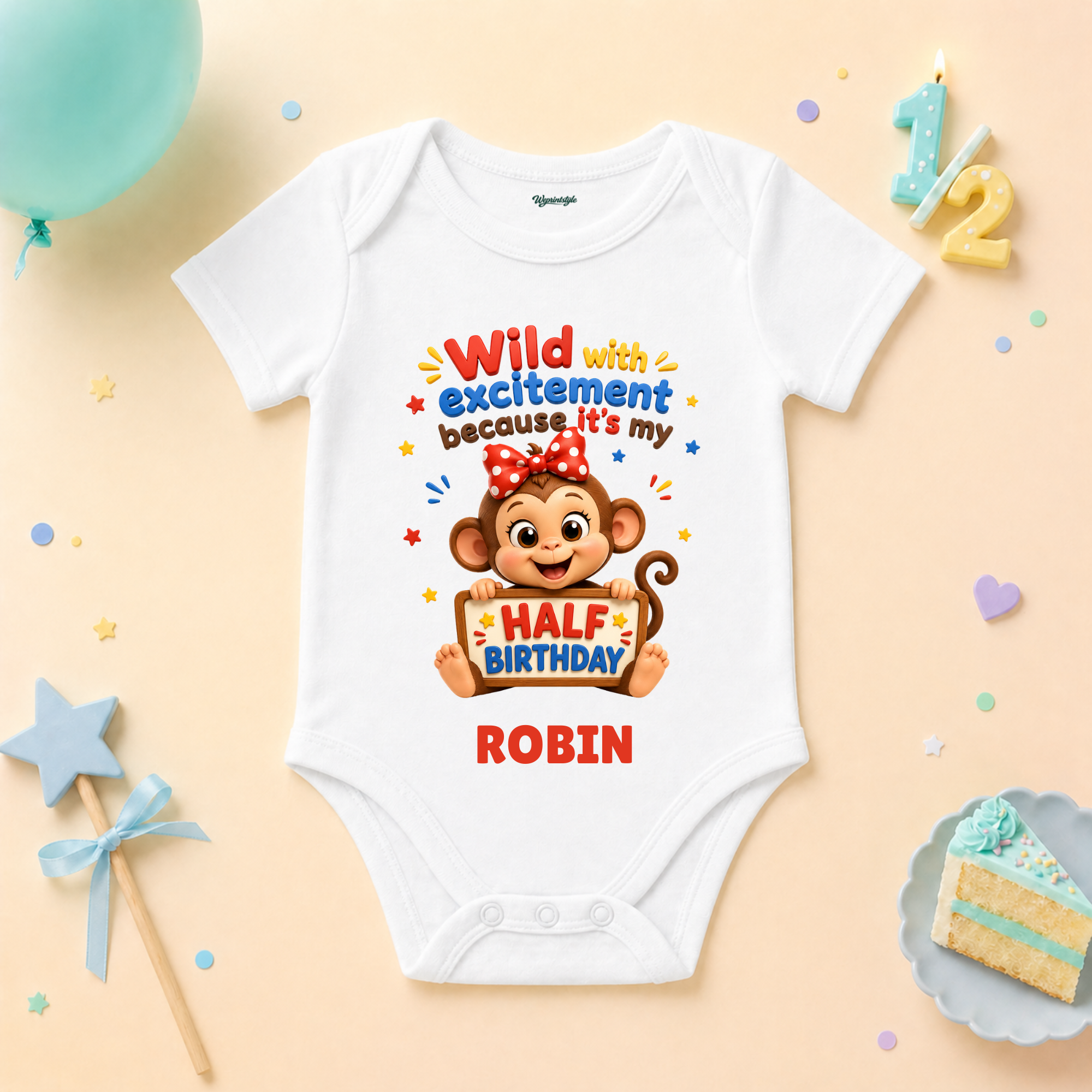 Monkey Half Birthday Celebration Custom Name T Shirt