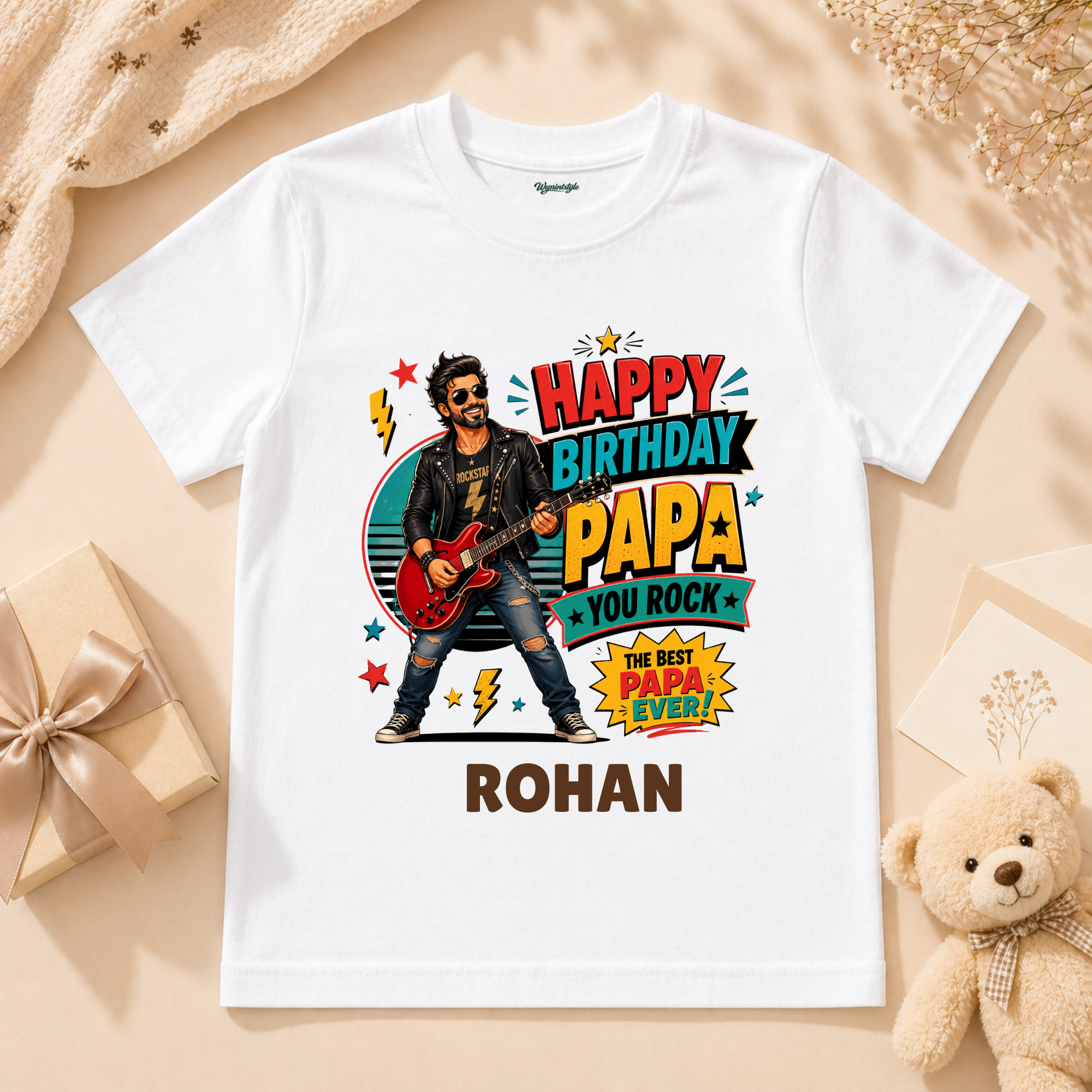 Happy Birthday Papa You Rock Personalized T-Shirt