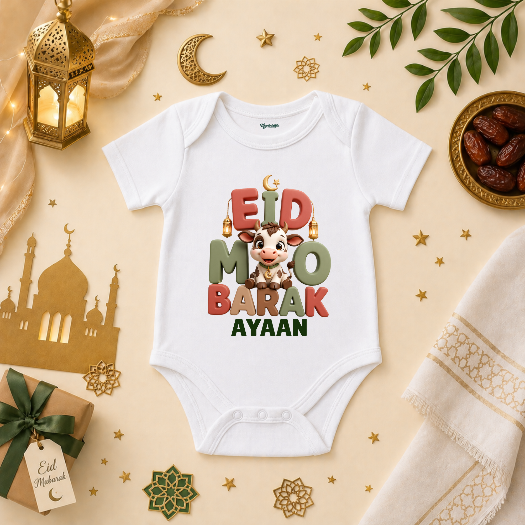 My First Eid Mubarak Little Moo Crescent Moon Blessing Prince