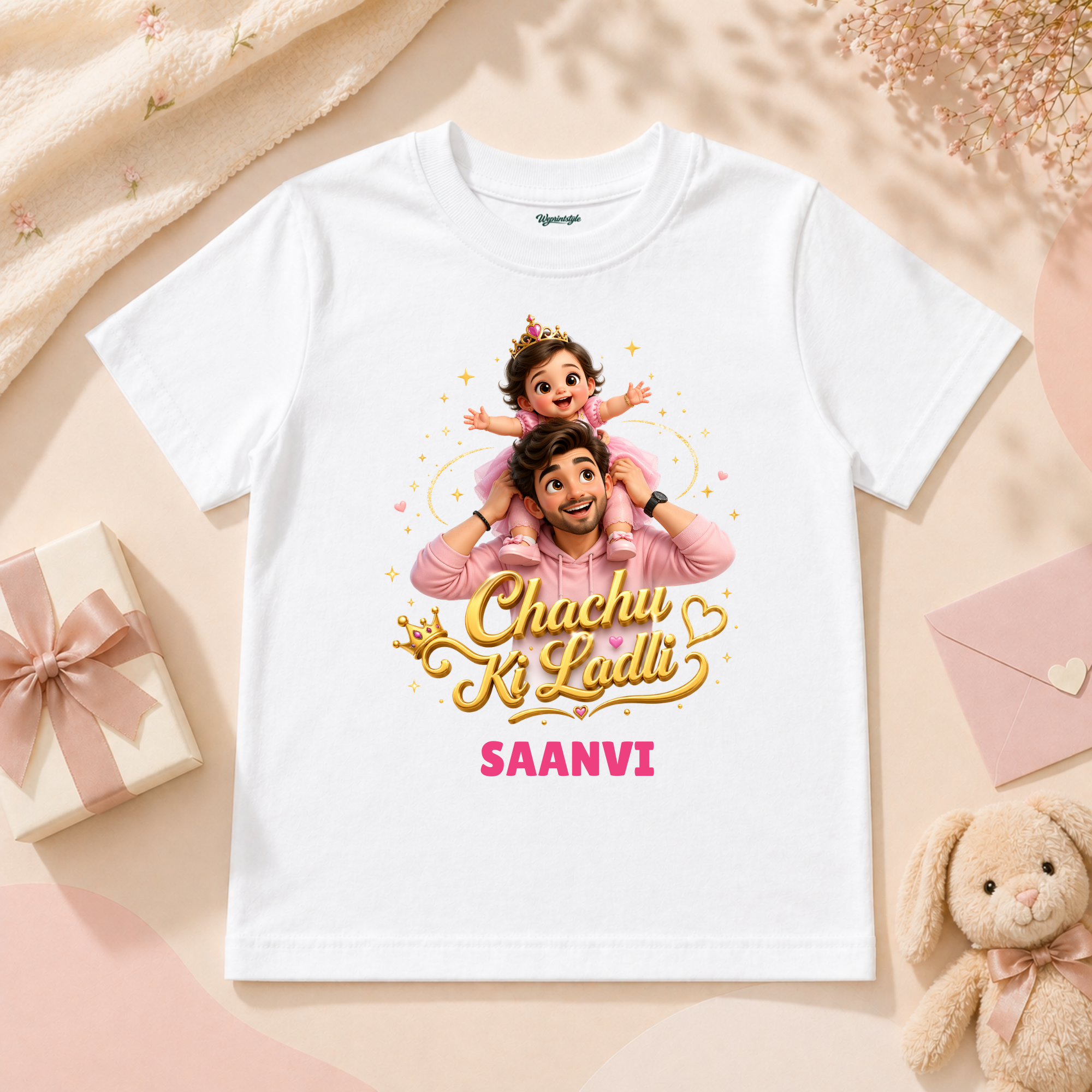 Chachu Ki Ladli Cute Princess Sitting Happily On Loving Uncle Shoulders