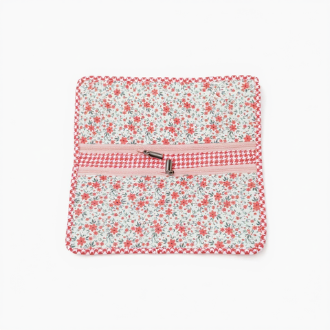 CHECKERED BLOSSOM PRINT MAXSTOR TOILETRY BAG