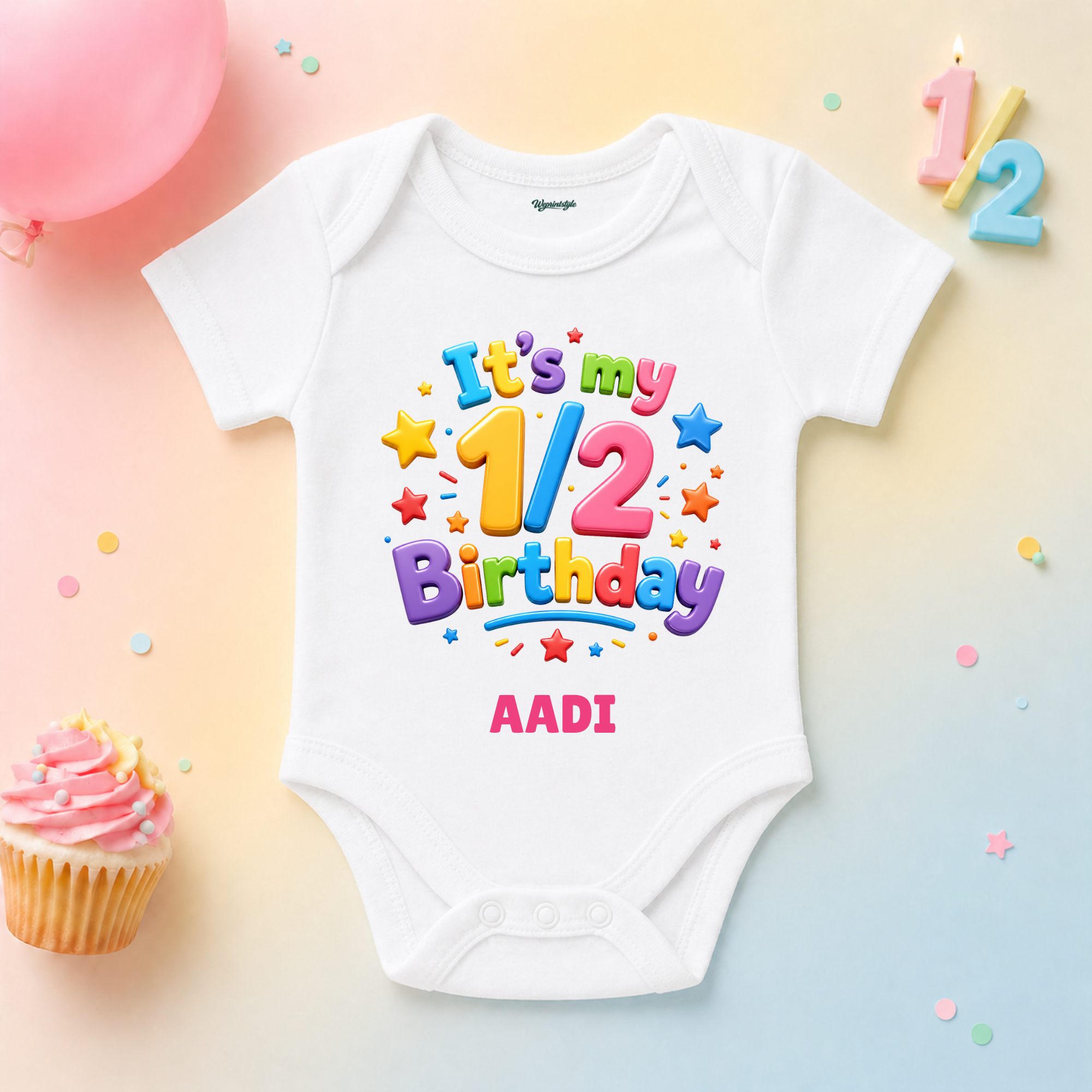 Half Birthday 1/2 Celebration Custom Name T Shirt