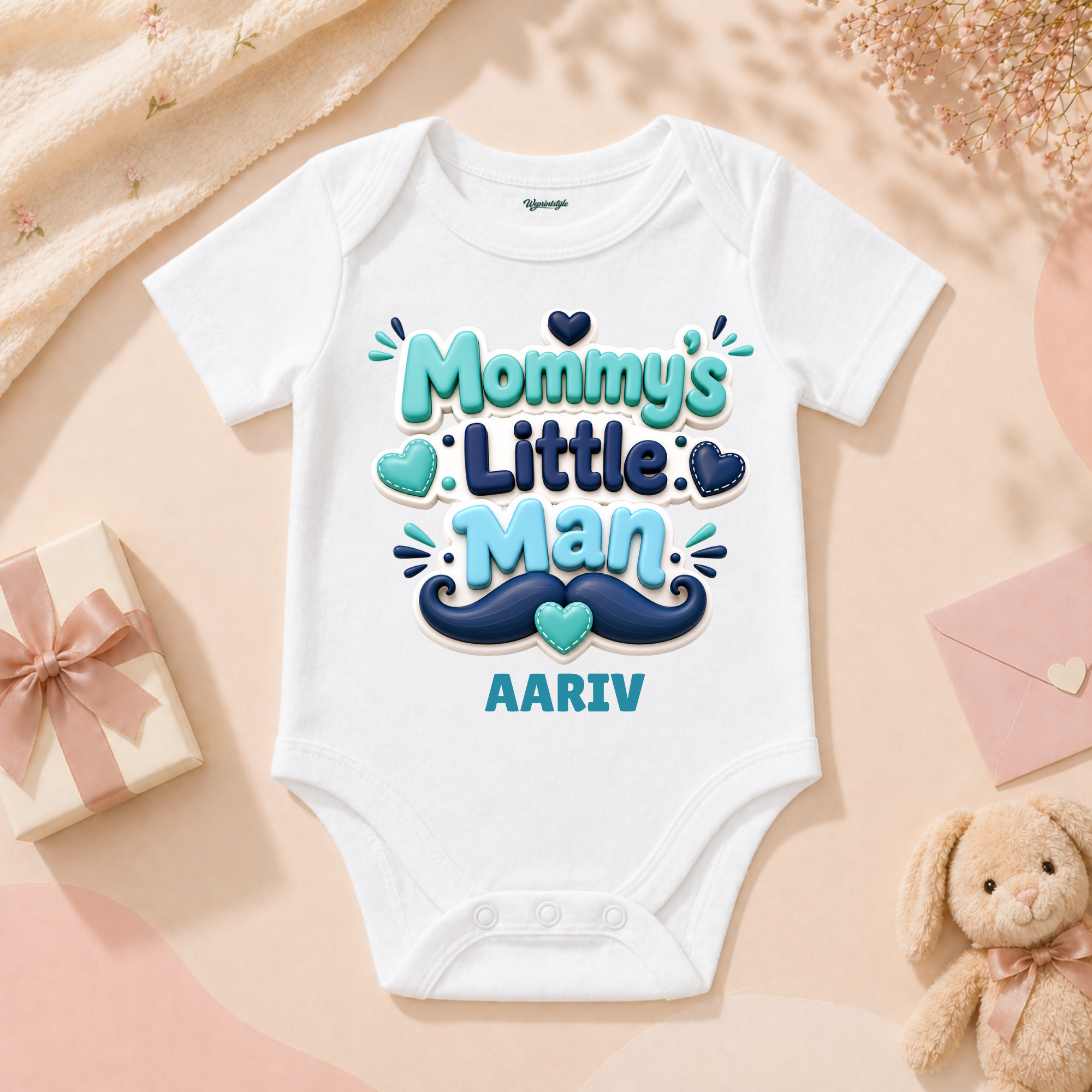 Adorable Baby Boy Featuring Mommy’s Little Man With Cute Mustache