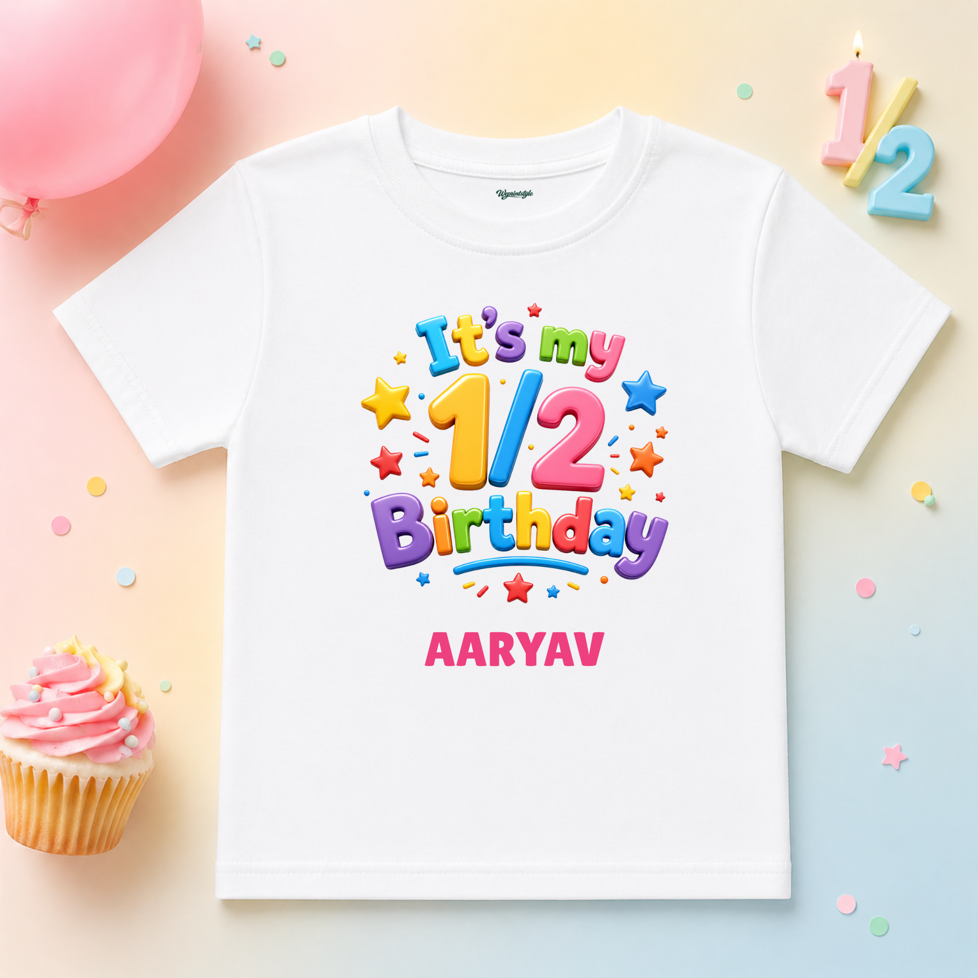 Half Birthday 1/2 Celebration Custom Name T Shirt