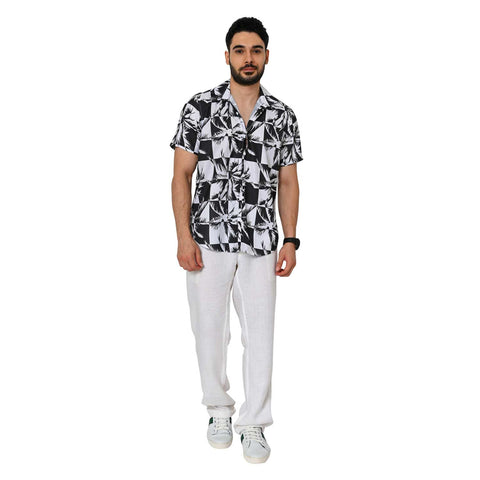 BLACK & WHITE FLORAL PRINTED SHIRT