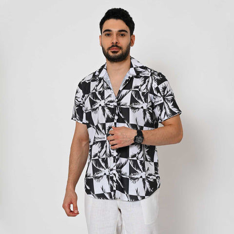 BLACK & WHITE FLORAL PRINTED SHIRT