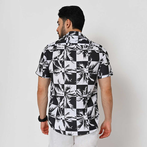 BLACK & WHITE FLORAL PRINTED SHIRT