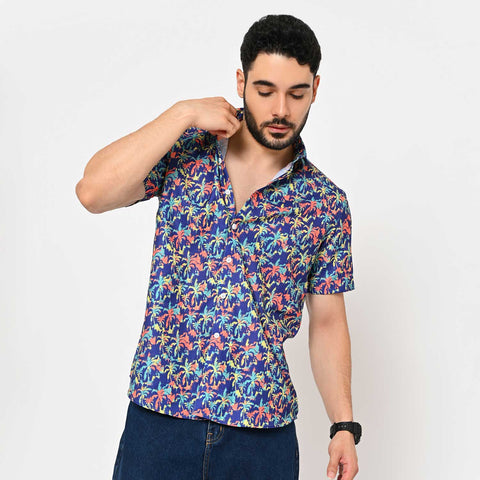 VIBRANT PALM TREE PRINTED SHIRT