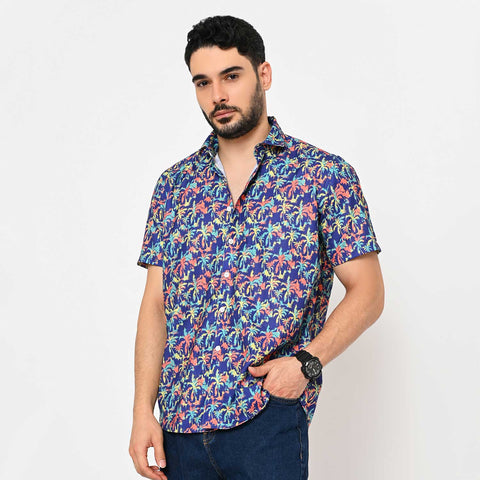 VIBRANT PALM TREE PRINTED SHIRT