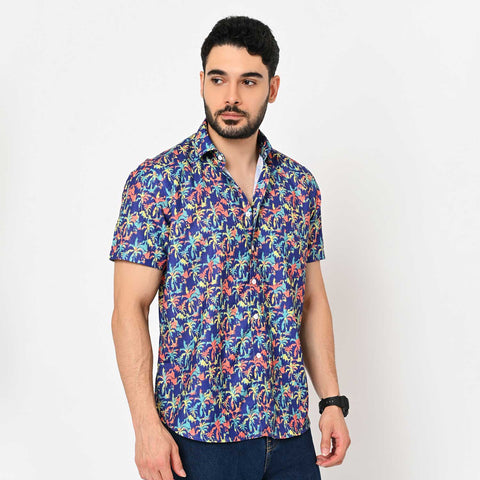 VIBRANT PALM TREE PRINTED SHIRT