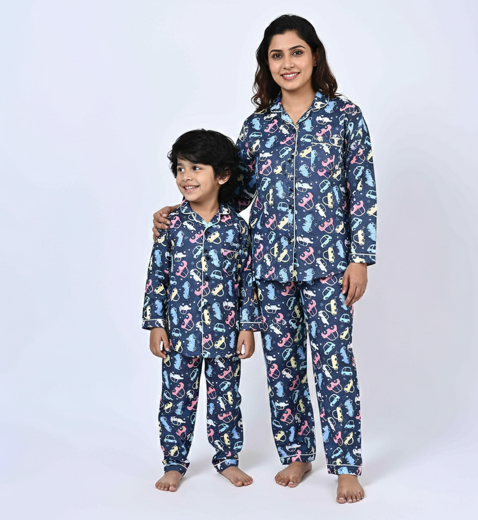 Car Printed Kids Night Suit