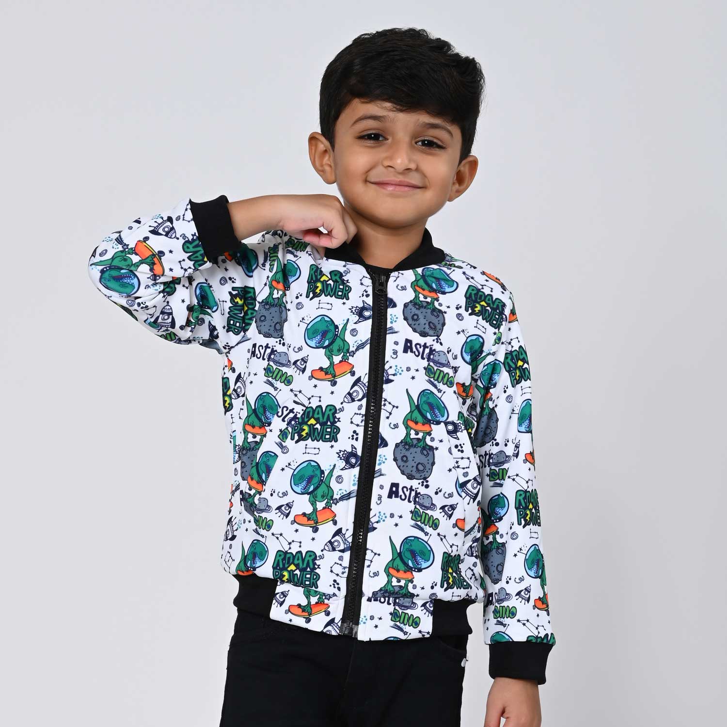 Dinosaur print bomber