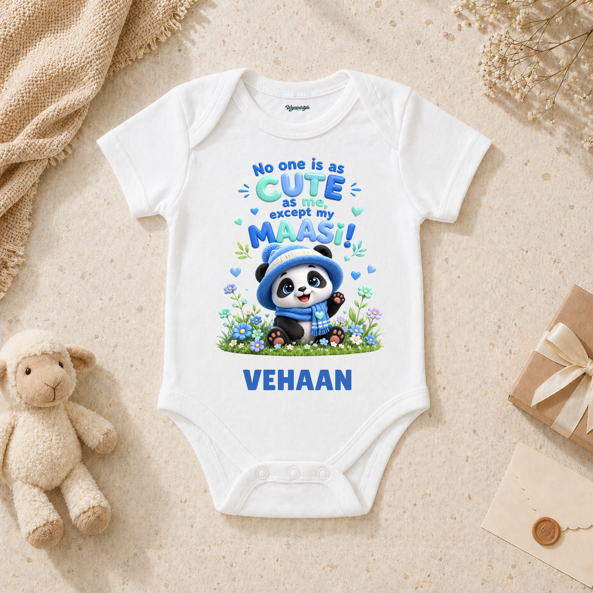 Delightful Kids  Celebrating Cute Baby With Panda And Loving Maasi