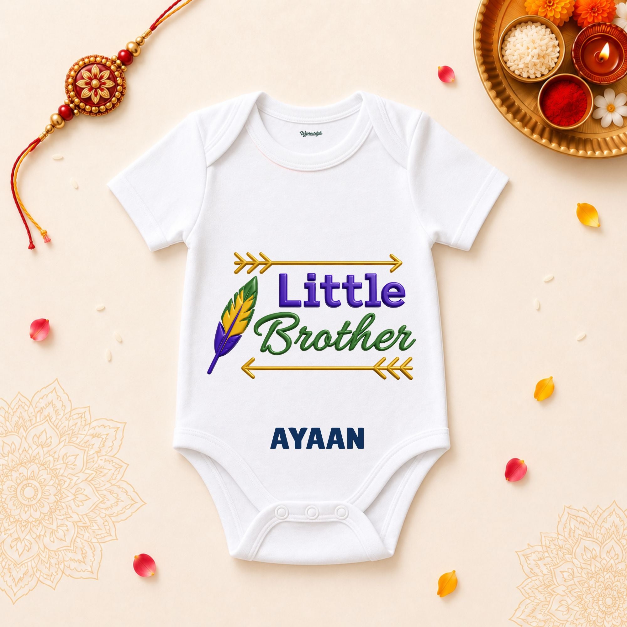 Little Brother Personalized Rakshabandhan Baby T-Shirt