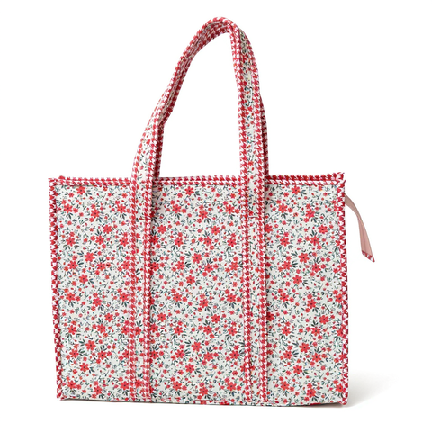 SCARLET MEADOW DITSY PRINT SMALL TOTE BAG