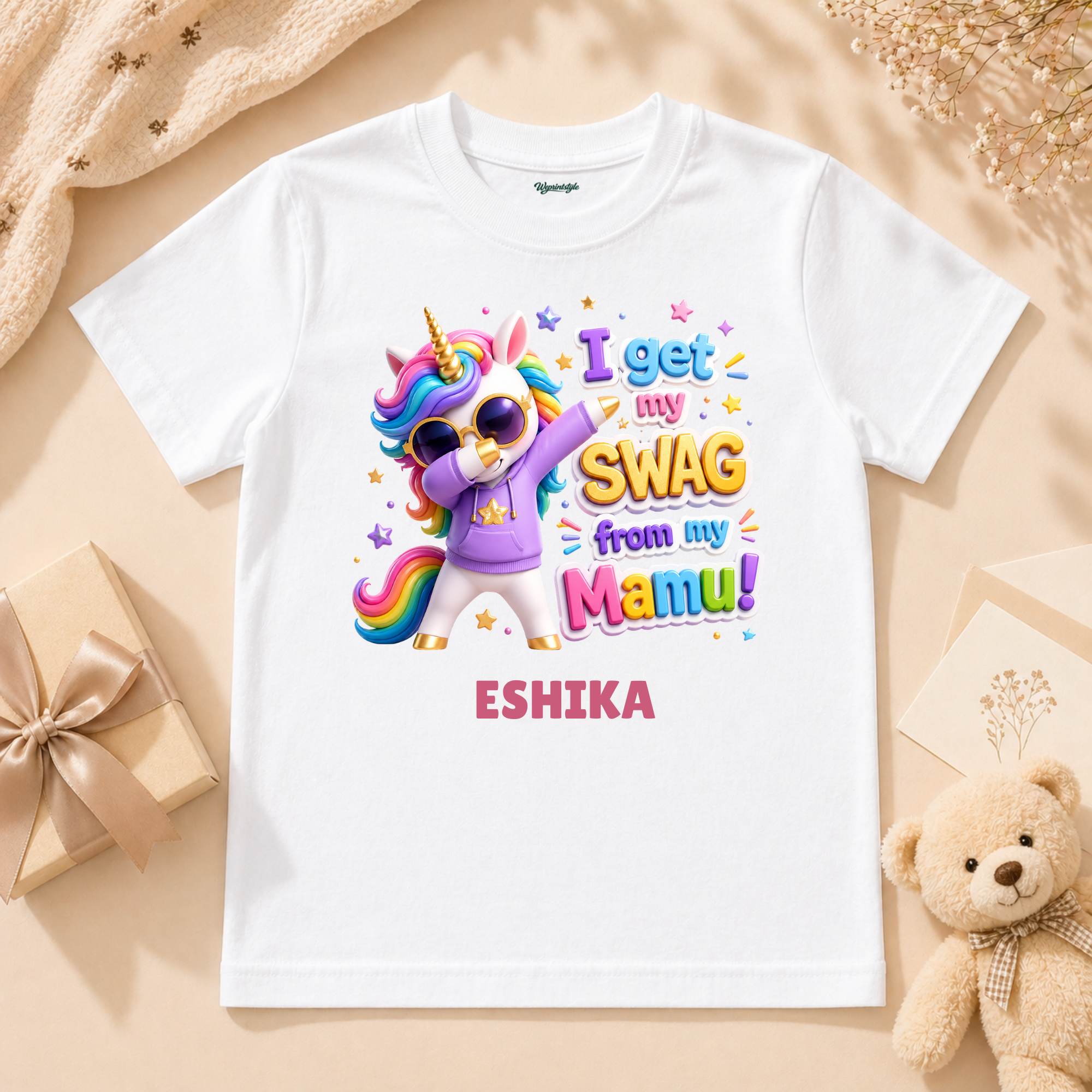 I Get My Swag From My Mamu Cute Baby With Unicorn Design