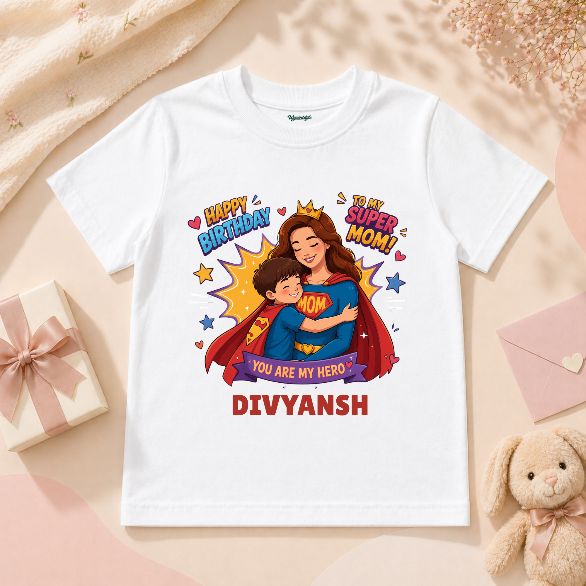 Happy Birthday Super Mom Personalized T-Shirt