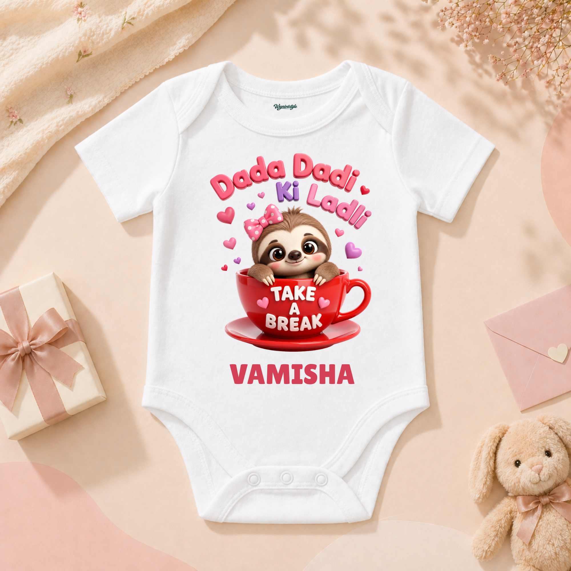 Adorable Sloth Baby Girl Outfit With Take A Break Love