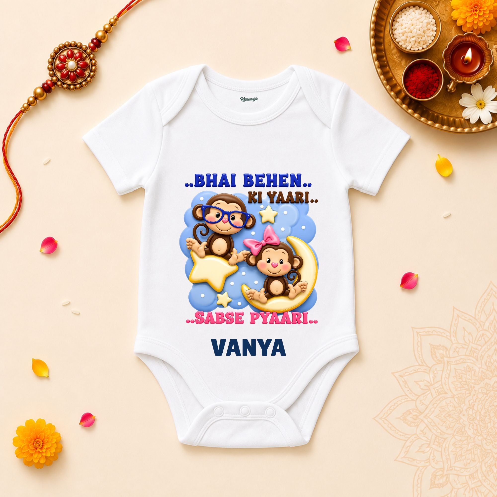 Bhai Behen Ki Yaari Sabse Pyaari Personalized Rakshabandhan Baby T-Shirt