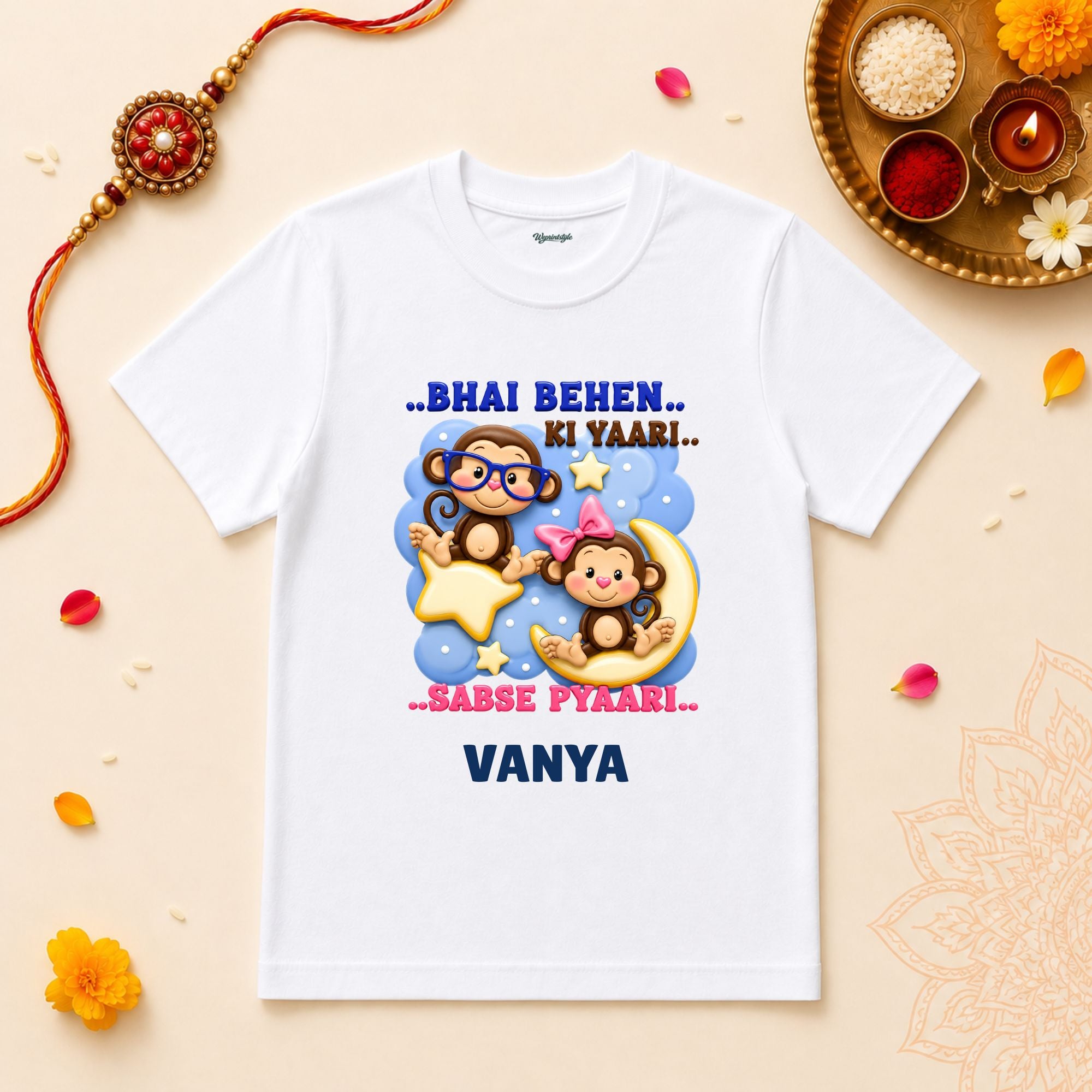 Bhai Behen Ki Yaari Sabse Pyaari Personalized Rakshabandhan Baby T-Shirt