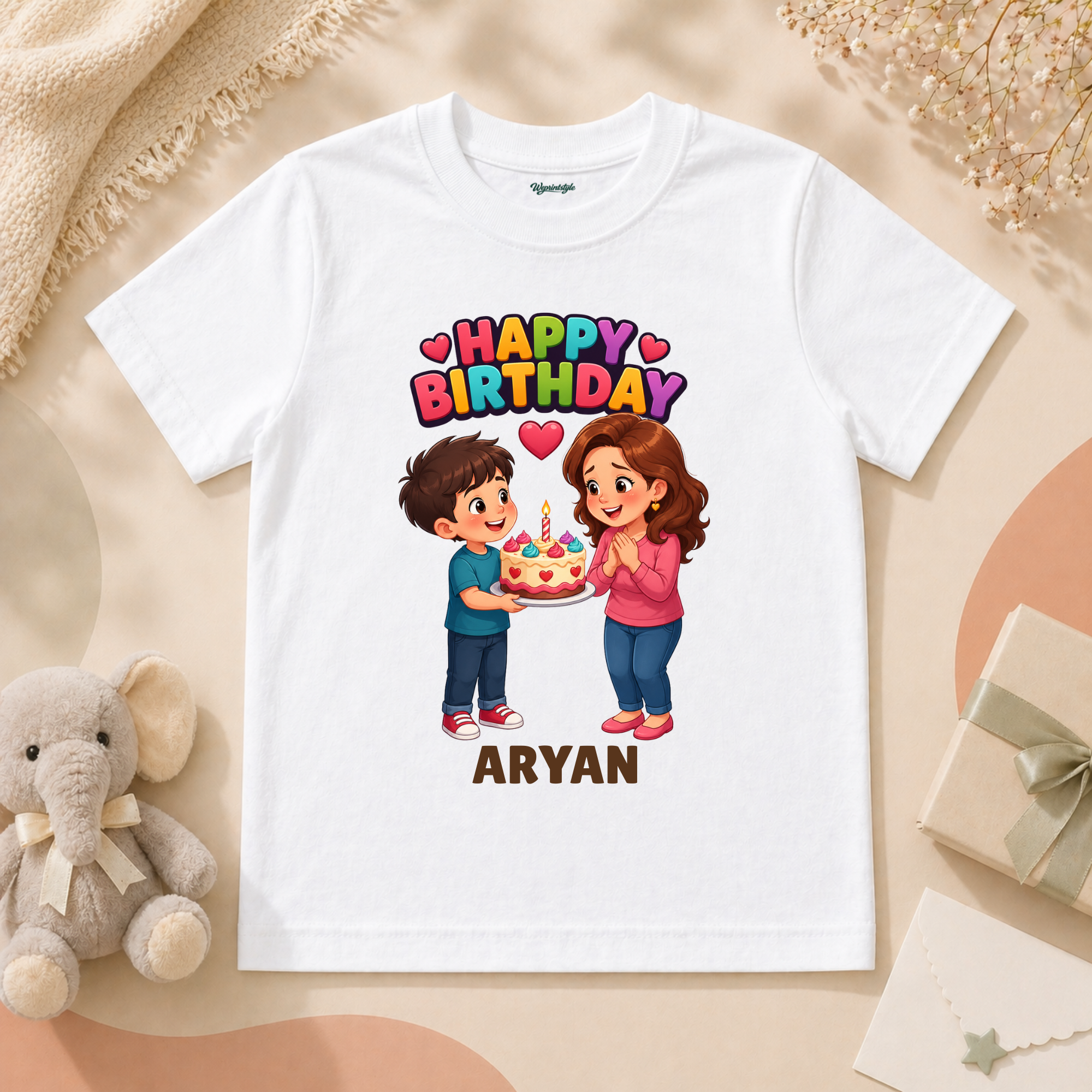 Happy Birthday Mom Cake Surprise Personalized T-Shirt