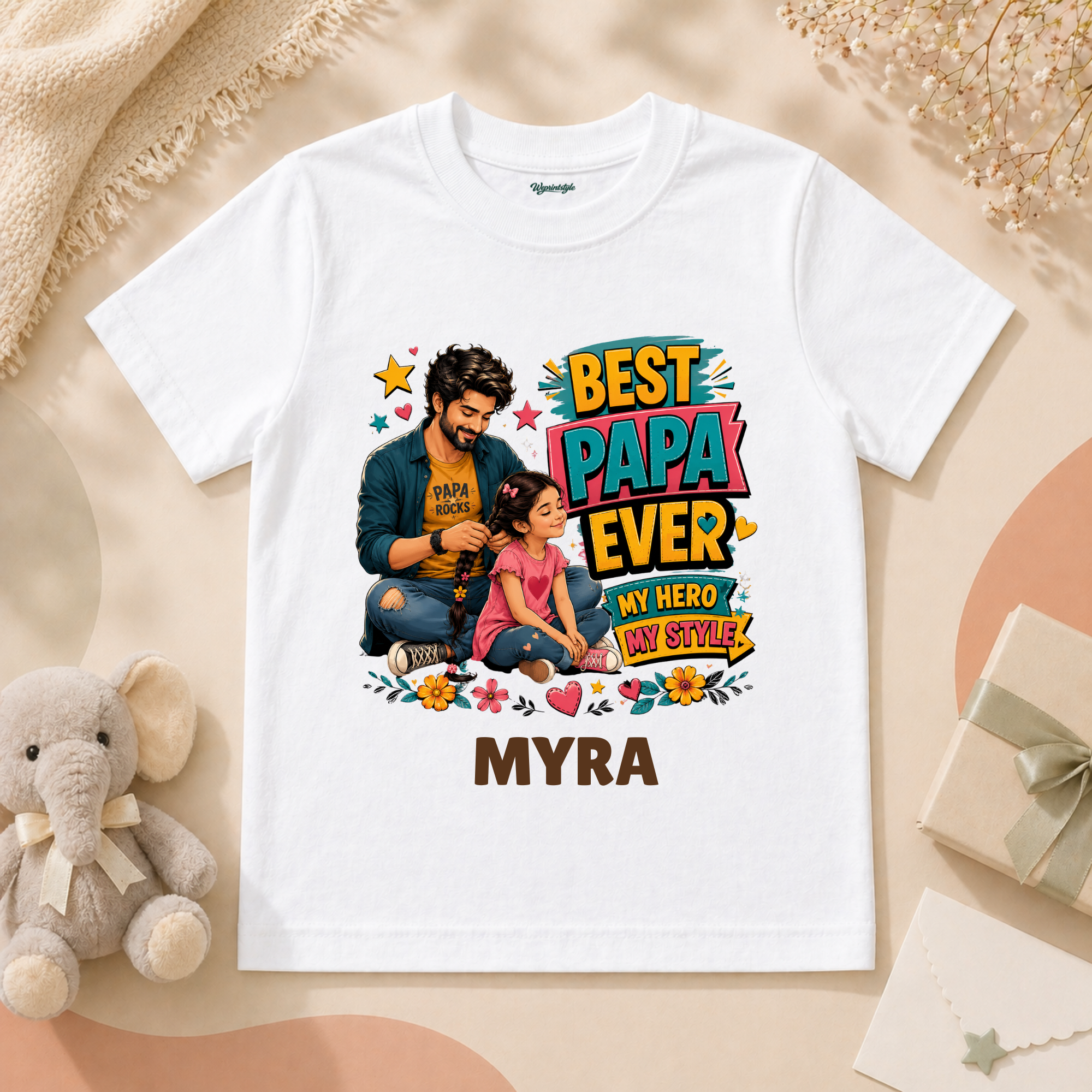 Best Papa Ever Personalized Kids T-Shirt