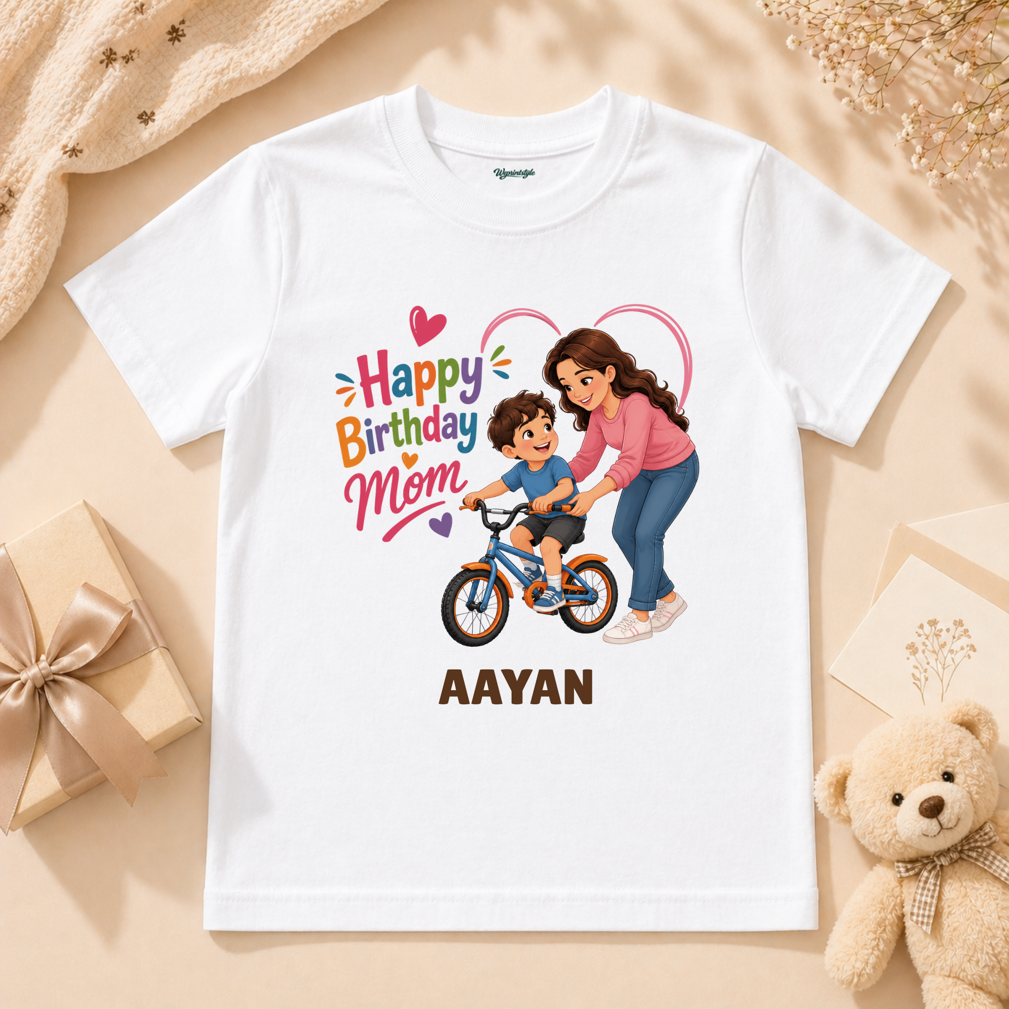 Happy Birthday Mom Bicycle Ride Personalized T-Shirt