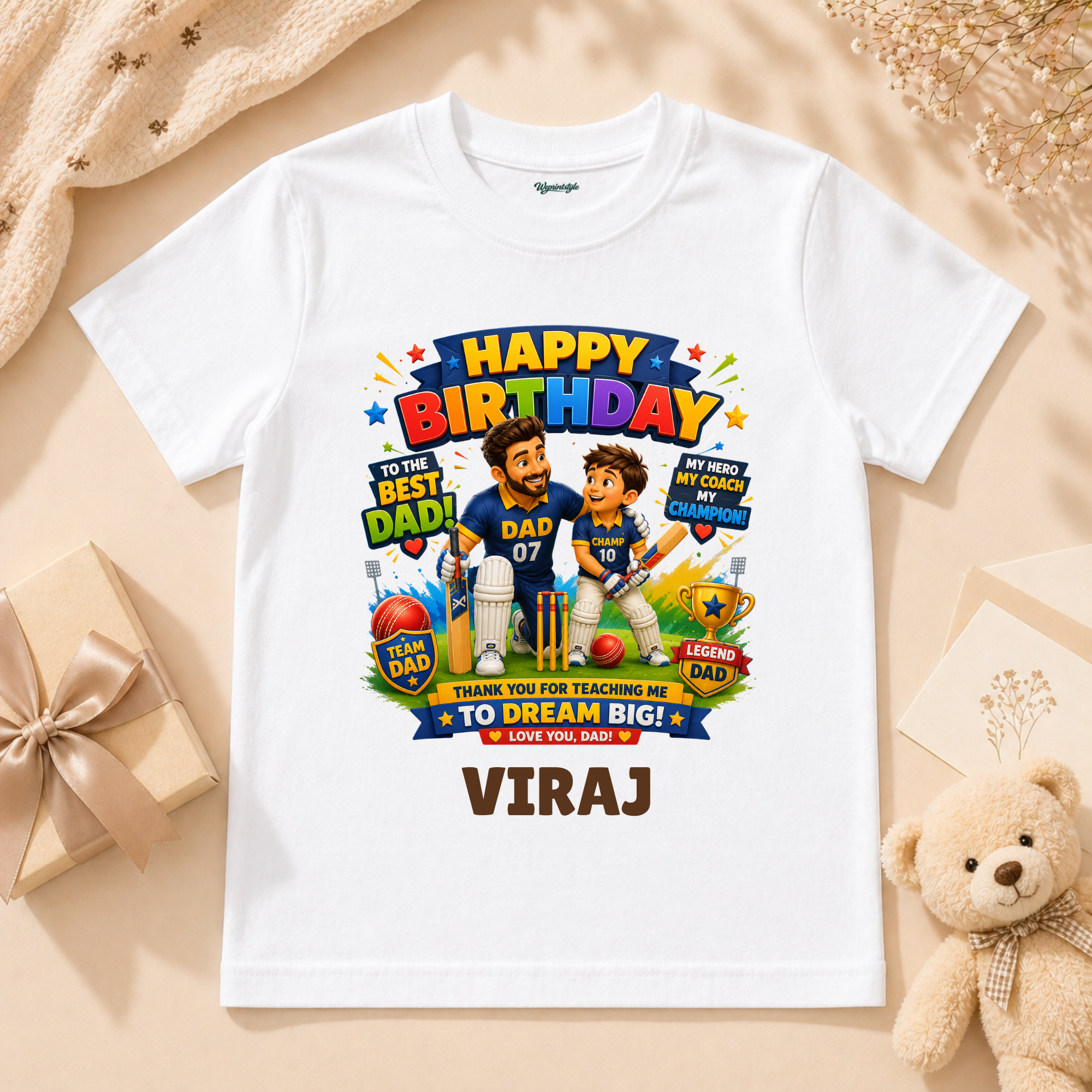Happy Birthday Dad Sports Theme Custom T-Shirt