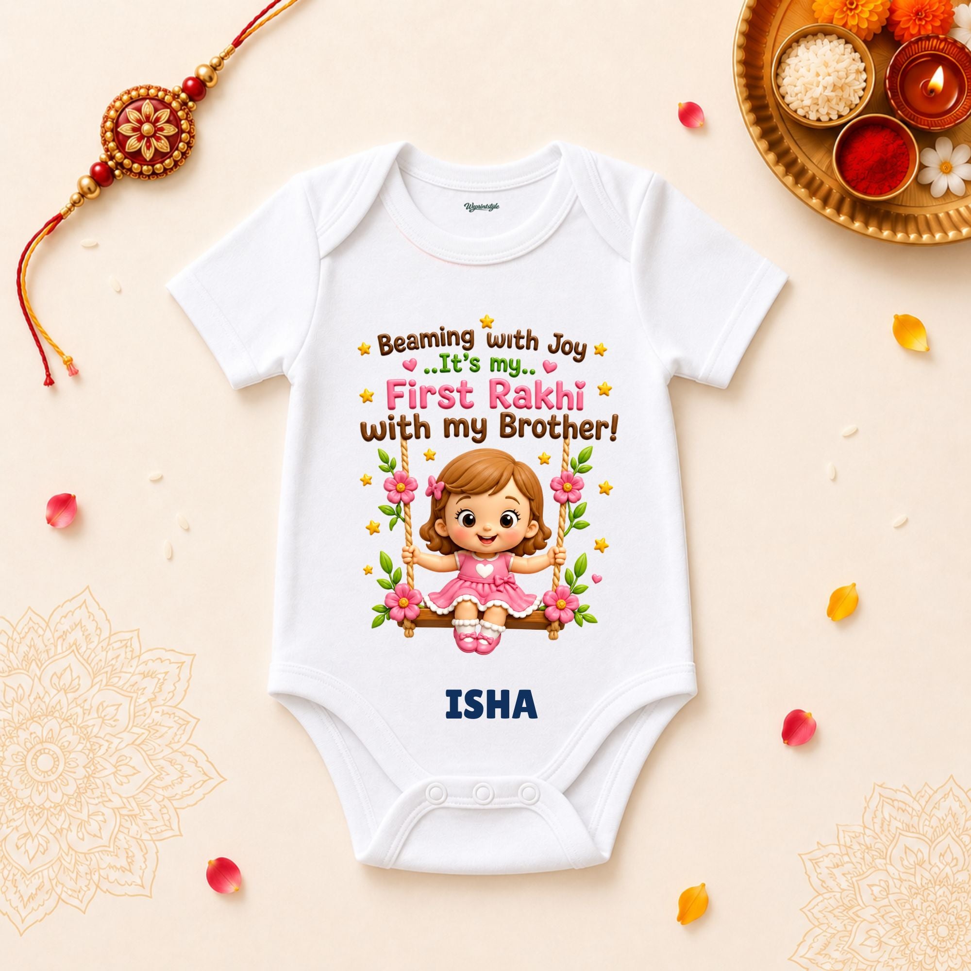 My First Rakhi With My Brother Personalized Rakshabandhan Baby T-Shirt