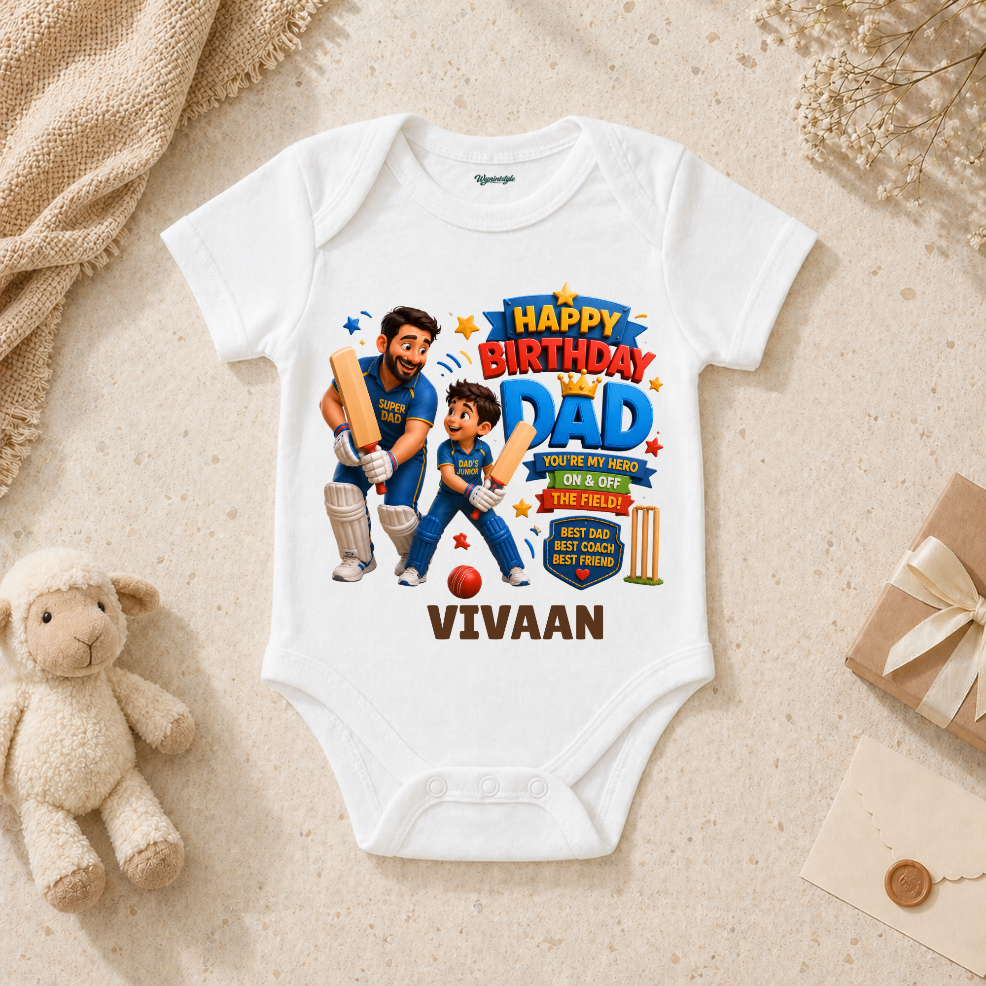 Happy Birthday Dad Cricket Theme Personalized T-Shirt