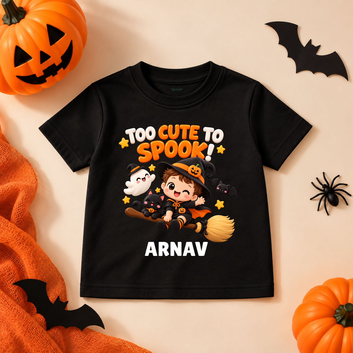 Too Cute to Spook Witch Kids Halloween T-Shirt