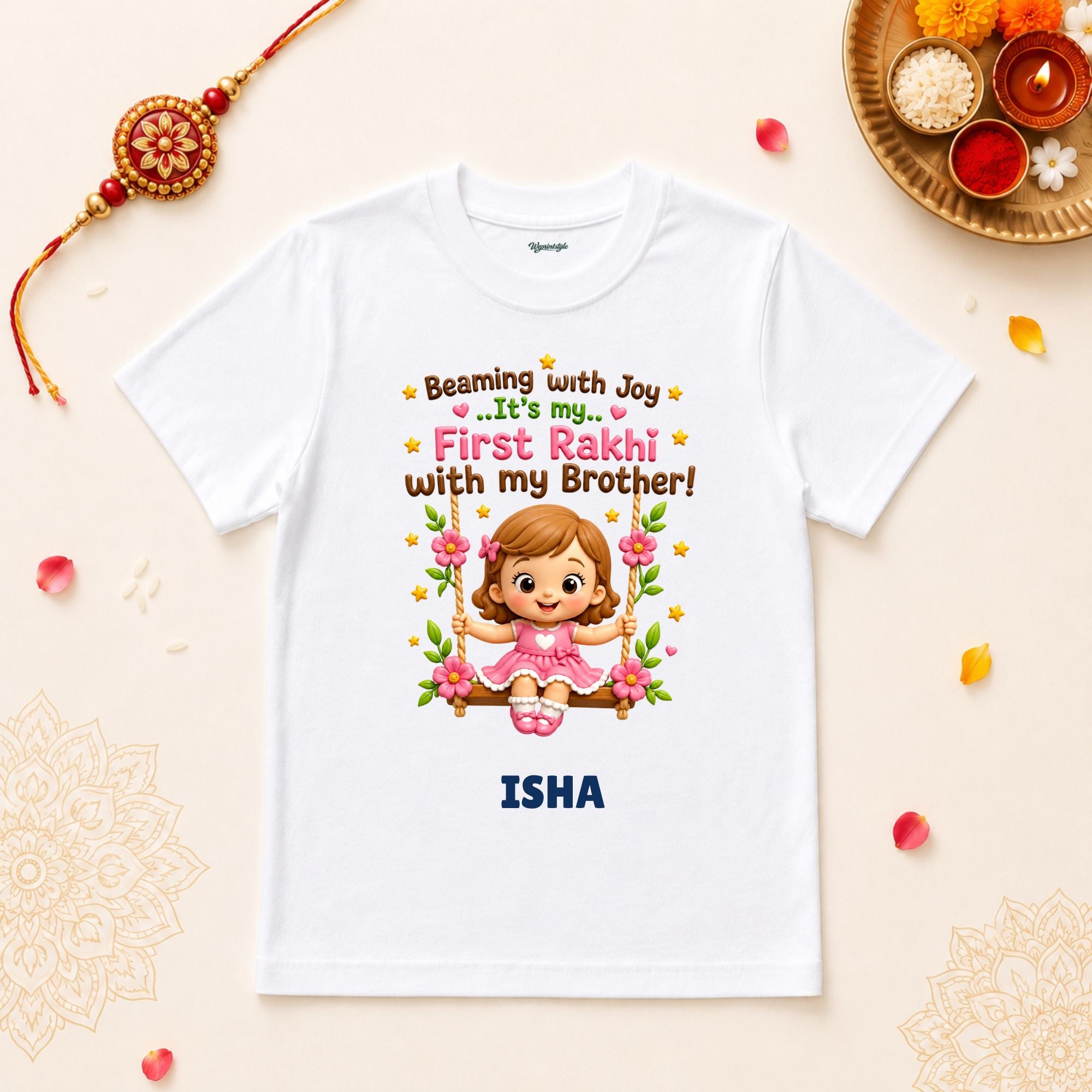 My First Rakhi With My Brother Personalized Rakshabandhan Baby T-Shirt
