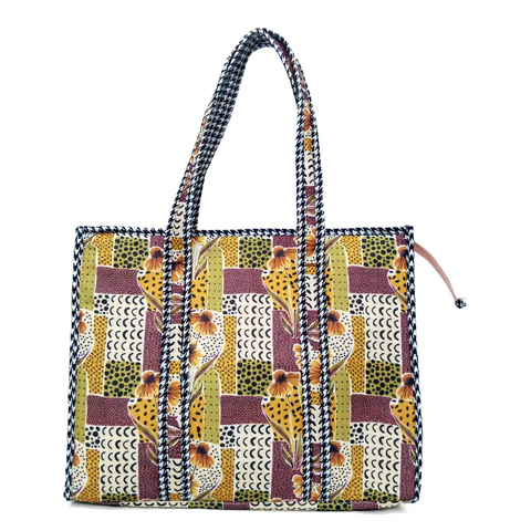 MIDNIGHT PEACH PETALS PRINT SMALL TOTE BAG