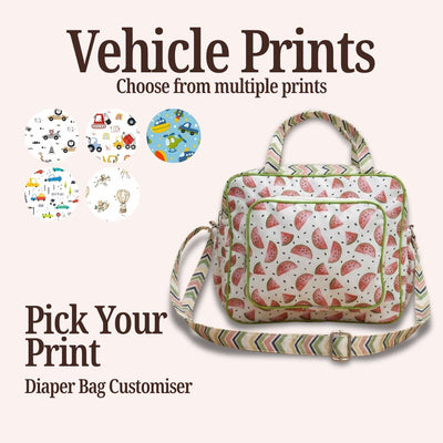 VEHICLE PRINT BABY DAIPER BAG CUSTOMISER
